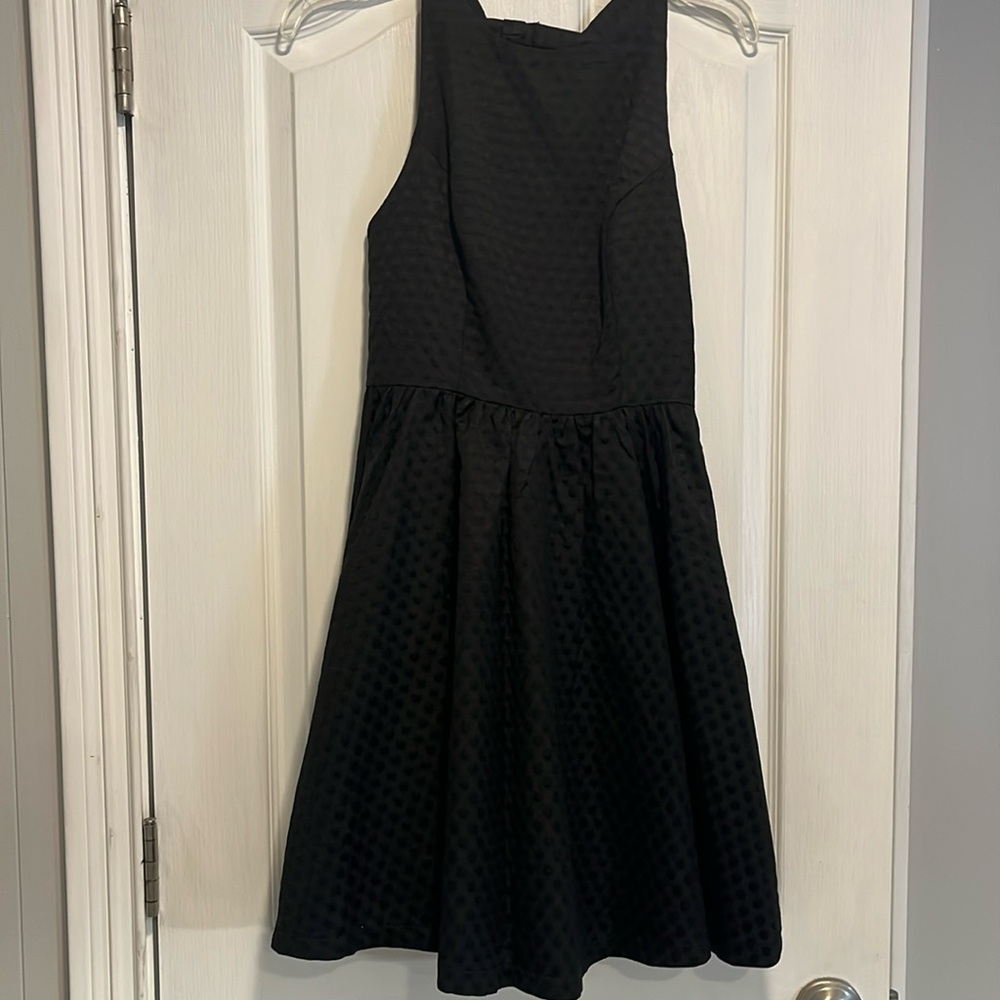 Soprano Fit Flare Open Bow Back Tulle Lined Dress